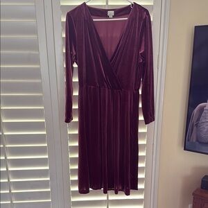 A New Day Red Sheath Dress Long Sleeve V-Neck